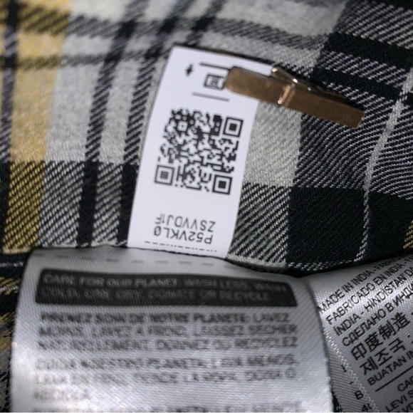 Levi's Snap Button Yellow & Black Plaid Flannel Shirt - XL - Picture 8 of 11